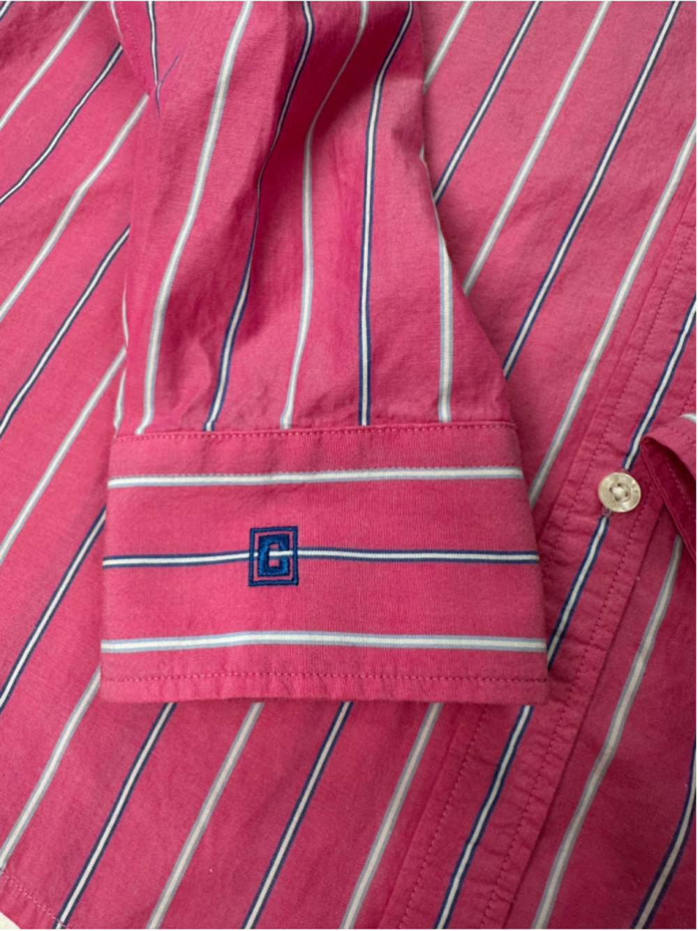 Chaps Women’s Pink Striped Contrast Collar Button Down Shirt Size M - Picture 11 of 12